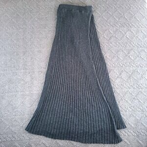 Free People Size Small Charcoal Gray Ribbed Knit Maxi Skirt Side Slit